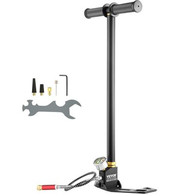 VEVOR Pompe à pied 3 étages 4500PSI PCP noire. Manuelle, manomètre. Pour vélo, fusil à air. Gonfleur pneu.