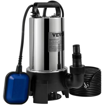 VEVOR Pompe relevage eaux chargées 1100W, 333L min, vide cave piscine fosse.