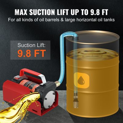 VEVOR Pompe transfert diesel 37,8 L/min, 12V CC, buse arrêt auto, pour diesel/kérosène/huile.