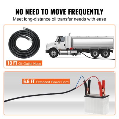 VEVOR Pompe transfert diesel 37,8 L/min, 12V CC, buse arrêt auto, pour diesel/kérosène/huile.