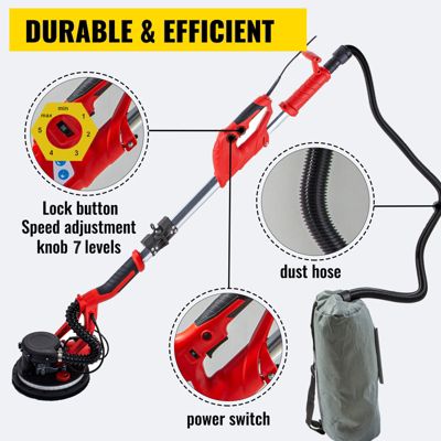 VEVOR Ponceuse orbitale filaire 850W, excentrique à LED éclairage 360 , pour meulage ponçage pro.