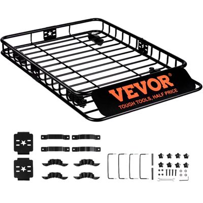 VEVOR Porte-bagage toit acier, 1175x915x114mm, charge 90.7kg, universel aérodynamique, pour vélos, skis, camping, SUV.