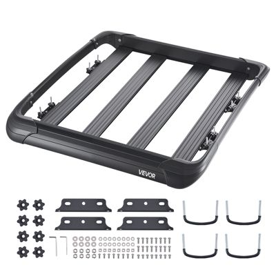 VEVOR Porte-bagage toit voiture 1216x1020x142mm acier allié. Capacité 68kg. Pour SUV, véhicules, voyage. Noir.