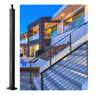 VEVOR Poteau rampe escalier câble, 91,4x5x5 cm, inox SUS304. Sans trous, horizontal incurvé, noir.