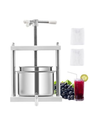 VEVOR Pressoir fruits manuel 5 L, 2 barils inox, poignée triangulaire. Nettoyage facile, raisin, pomme.