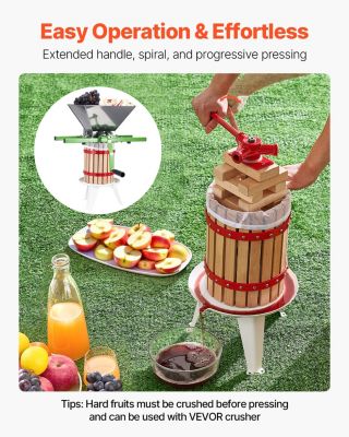 VEVOR Pressoir fruits manuel 6 L, bois massif. Presse-agrumes, pour ...
