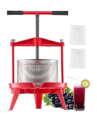 VEVOR Pressoir fruits manuel 9 L, panier inox, poignée T, triangulaire. Jus, raisin, pomme, rouge.
