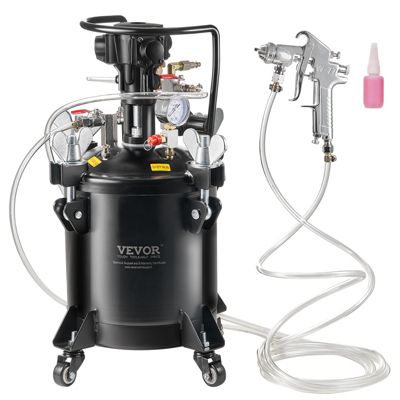VEVOR Réservoir peinture sous pression 10L, agitation automatique, pression 70 psi, avec pistolet/tuyaux, décoration.