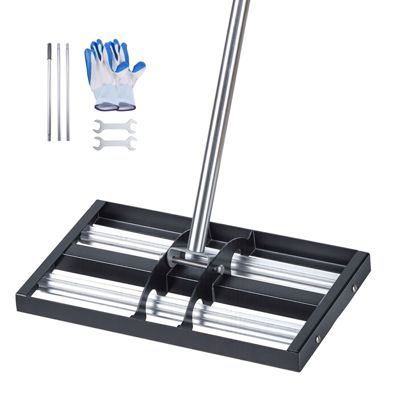 VEVOR Râteau Nivellement Pelouse Niveleur Gazon 43,8x25,5 cm Manche Réglable
