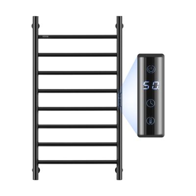 VEVOR Radiateur sèche-serviettes électrique 8 barres, température réglable, IPX5. Minuterie, écran LED, noir.