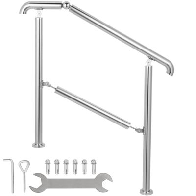 VEVOR Rampe 2-3 Marches d'Escalier Acier/Inox, Angle Réglable 0-45 , pour Intérieur/Extérieur.