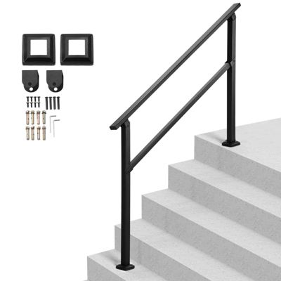 VEVOR Rampe Escalier Main Courante pour 4-5 Marches Extérieures Tube Carré Noir