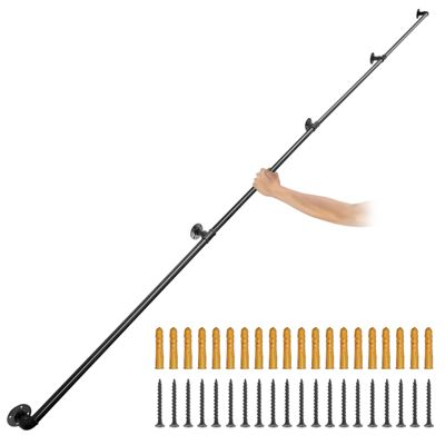 VEVOR Rampe murale 3.96m, acier, charge 200kg/tube, 4 tubes 32mm, 5 supports, intérieur/extérieur.