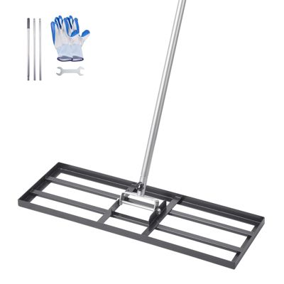 VEVOR Rateau nivellement pelouse, 762x254x2290 mm, manche 2130 mm. Acier carbone, pour cour, golf, jardin.