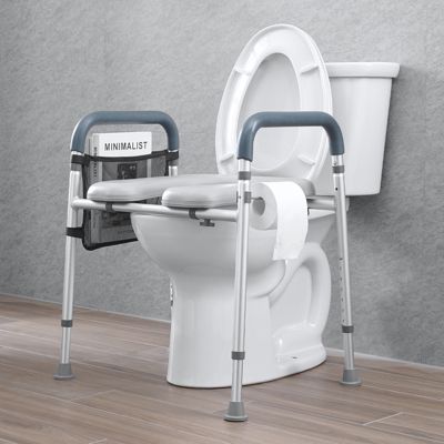 VEVOR Rehausseur toilette réglable 49-64 cm, charge 158,7 kg. Alu rembourré, 7 niveaux. Personnes âgées, handicapés.