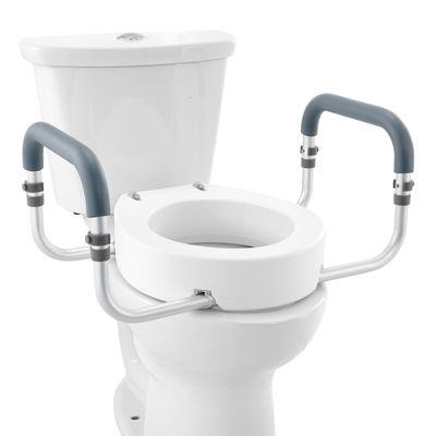 VEVOR Rehausseur toilette ronde standard, hauteur 88,9 mm, charge 136 kg. Main courante alu, rembourrage EVA.