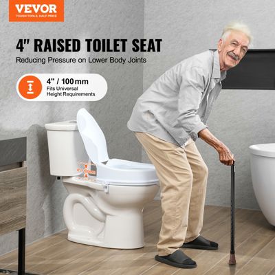 VEVOR Rehausseur toilette universel 100 mm haut, charge 136 kg PP, verrouillage tige à vis pour seniors/patients.