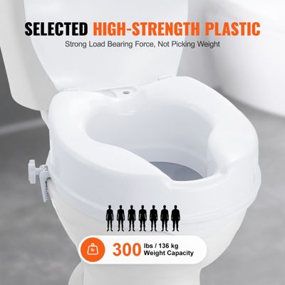 VEVOR Rehausseur toilette universel 100 mm haut, charge 136 kg PP, verrouillage tige à vis pour seniors/patients.