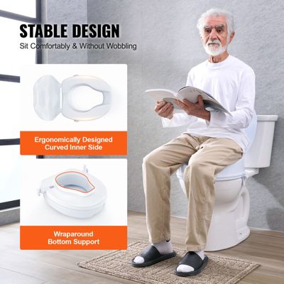 VEVOR Rehausseur toilette universel 100 mm haut, charge 136 kg PP, verrouillage tige à vis pour seniors/patients.