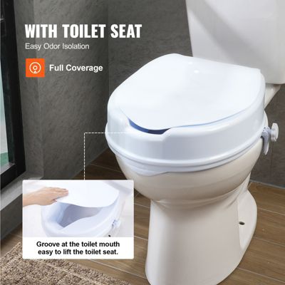 VEVOR Rehausseur toilette universel 100 mm haut, charge 136 kg PP, verrouillage tige à vis pour seniors/patients.