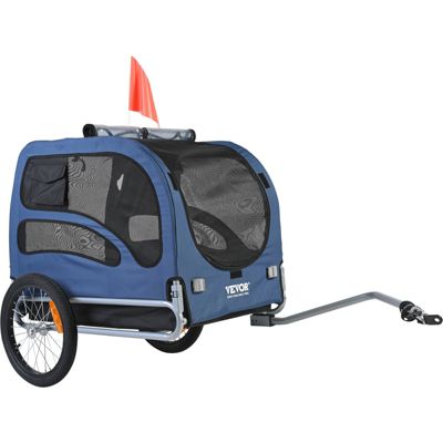 VEVOR Remorque vélo chien pliable charge 45 kg, cadre pliant, roues dégagement rapide, coupleur universel, bleu/noir.