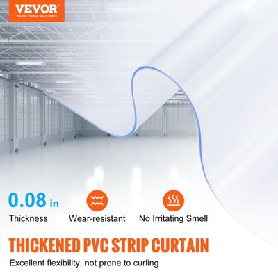 VEVOR Rideau lanières PVC, 2500x20 cm, rouleau bande, épaisseur 2 mm ...