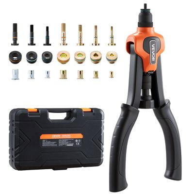 VEVOR Riveteuse Manuelle 34 cm Kit d'Outils à Riveter avec 7 Mandrins 70 Écrous