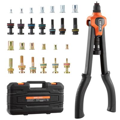 VEVOR Riveteuse Manuelle 42 cm Kit d'Outils à Riveter 13 Mandrins 130 Écrous
