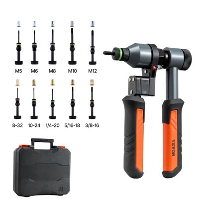 VEVOR Riveteuse Manuelle à Cliquet 21 cm Outils à Riveter 10 Mandrins 100 Écrous