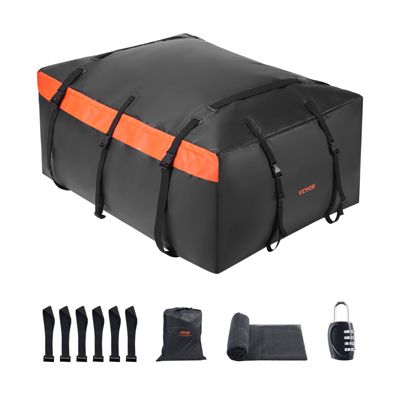 VEVOR Sac de toit voiture 651 L, étanche PVC 840D, serrure, tapis anti-dérapant, 6 crochets.