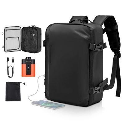 VEVOR Sac à Dos Voyage d'Affaires Compression Sous Vide 35 L avec Pompe Noir