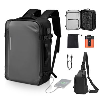 VEVOR Sac à Dos Voyage d'Affaires Sous Vide 65 L Extensible avec Pompe Gris