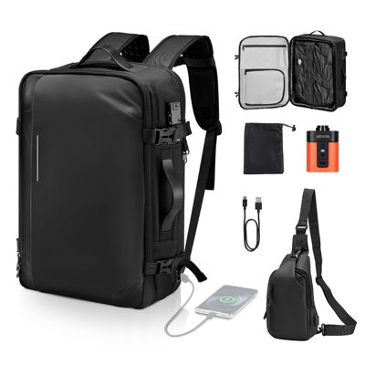 VEVOR Sac à Dos Voyage d'Affaires Sous Vide 65 L Extensible avec Pompe Noir