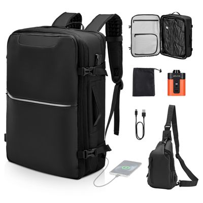 VEVOR Sac à Dos Voyage d'Affaires Sous Vide 80 L Extensible avec Pompe Noir