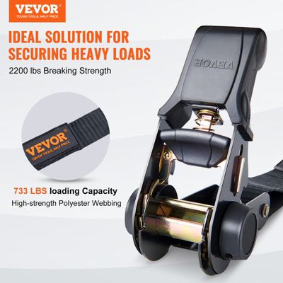 VEVOR Sangles à cliquet (x4). Rupture 998 kg. 0,025 x 4,6 m. Idéal chargement, électroménager, moto, jardin.