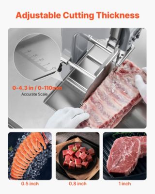VEVOR Scie à os électrique 650W, table 415x483mm, coupe max 110mm, pour viande/ os congelés.