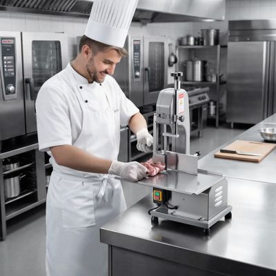 VEVOR Scie à os électrique 650W, table 415x483mm, coupe max 110mm, pour viande/ os congelés.