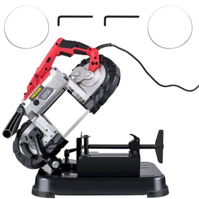 VEVOR Scie à Ruban Portable Coupe Profonde 12,7 cm, 1100W, Coupe 45 -90 , Lampe LED.