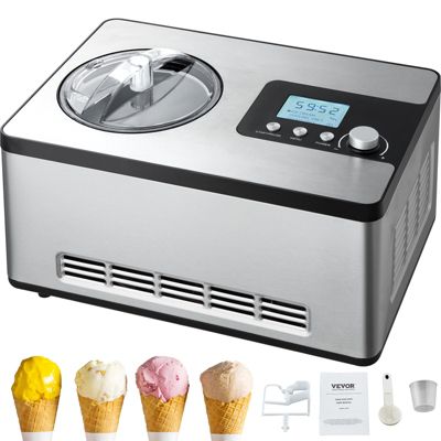 VEVOR Sorbetière Automatique Professionnelle 2 L 180 W, Ecran LCD, Préparation Rapide sans Pré-congélation.