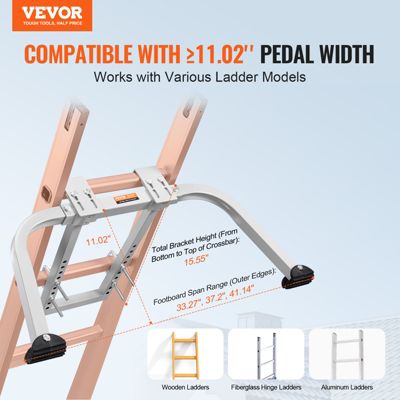 VEVOR Stabilisateur échelle toit acier carbone, charge 150 kg, pieds caoutchouc. Gouttière.
