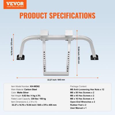 VEVOR Stabilisateur échelle toit acier carbone, charge 150 kg, pieds caoutchouc. Gouttière.