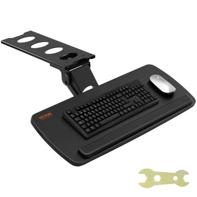 VEVOR Support clavier 63,5x25 cm, coulissant sous bureau. Charge 5 kg, hauteur réglable.
