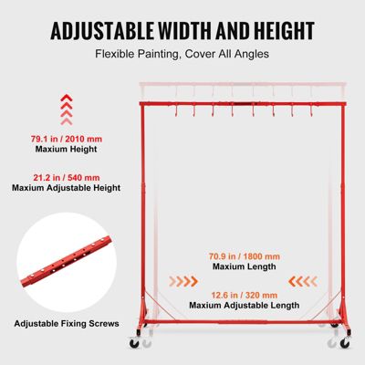 VEVOR Support peinture carrosserie, hauteur 1.5-2m, charge 30kg, 8 ...
