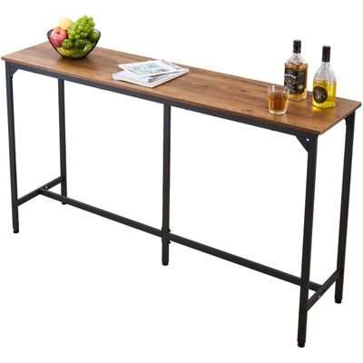 VEVOR Table de Bar Table Haute Rectangulaire 160 cm Mange-debout Bistro Marron