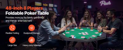 VEVOR Table de Poker Octogonale Pliable 126 cm pour 8 Joueurs Casino ...