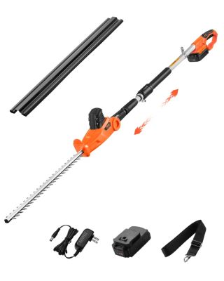 VEVOR Taille-haie sur perche 20V sans fil, lame 510 mm, 5 angles 30 -150 , perche 1,9-2,4 m extensible.