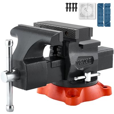 VEVOR Étau d'établi mâchoire 140mm, ouverture max 180mm, avec enclume, base pivotante 360 , pour tuyaux ronds.