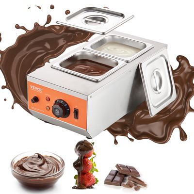 VEVOR Tempereuse chocolat commerciale, 800 W, 2 cuves 1,5 L. Bain-marie, inox, 30-85  C.