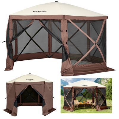 VEVOR Tente abri pop-up 6 côtés avec fenêtres maille, sac transport, piquets, pour camping plein air.
