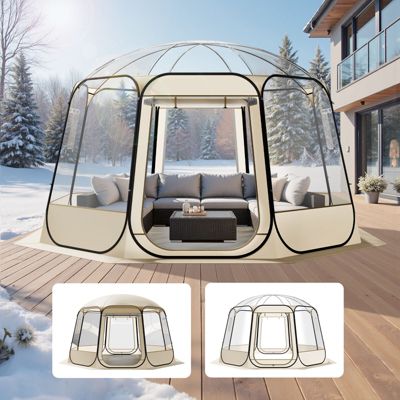 VEVOR Tente Bulle Pop-up Igloo Dôme Jardin Transparent 3,6x3,45 m 10-12 Personne